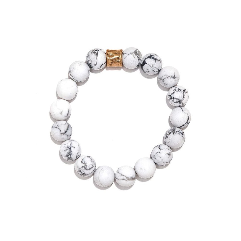 KARMA BEADED BRACELET - WHITE HOWLITE - Picture 4 of 5